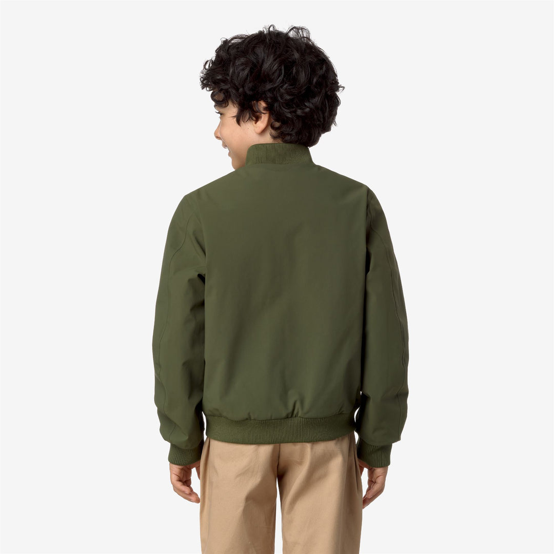 Jackets Boy P. AORELIAN ST WARM DOUBLE Short GREEN CYPRESS - BEIGE GREY Dressed Front Double		