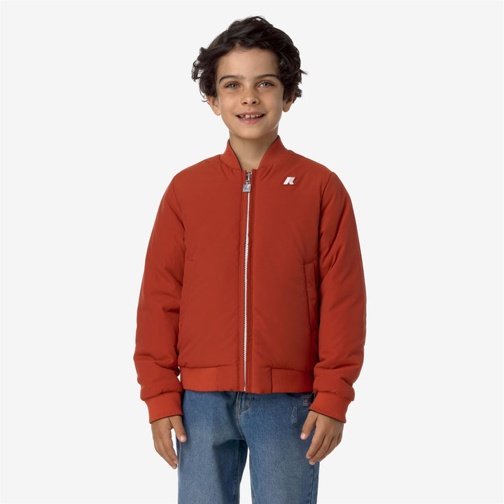 Jackets Boy P. AORELIAN ST WARM DOUBLE Short BLUE DEPTH - RED POMPEIAN Detail Double				