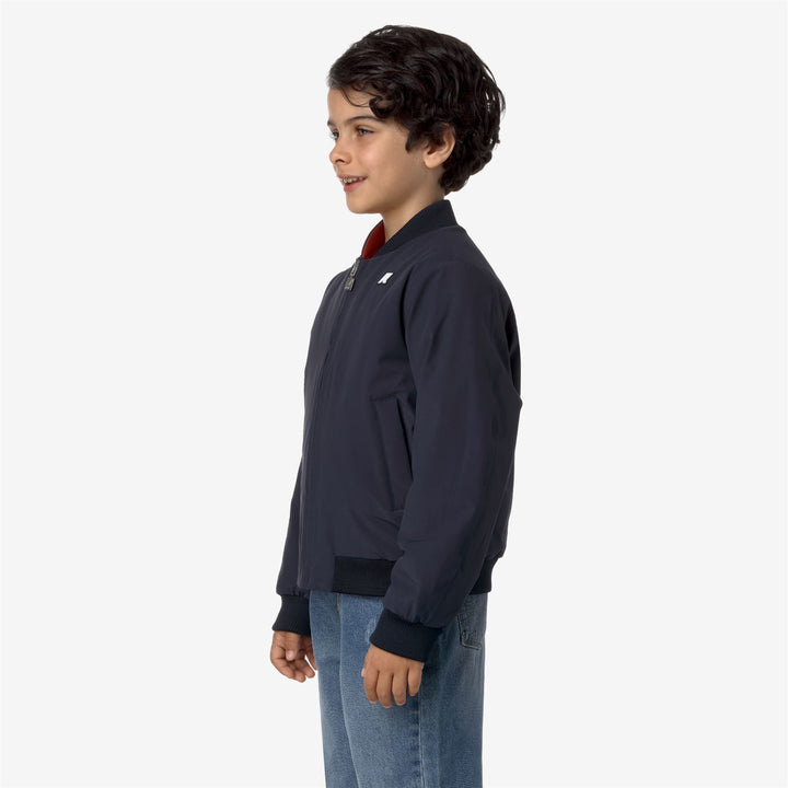 Jackets Boy P. AORELIAN ST WARM DOUBLE Short BLUE DEPTH - RED POMPEIAN Detail (jpg Rgb)			