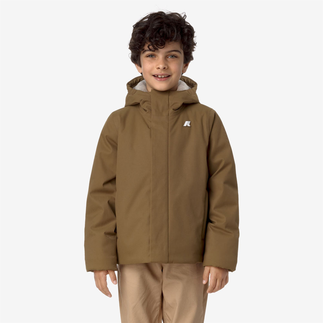 Jackets Boy P. JACKO TWILL MARMOTTA Short BROWN C-BEIGE G Dressed Back (jpg Rgb)		