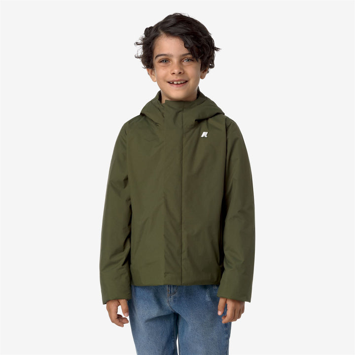 Jackets Boy P. JACK WARM OTTOMAN Short GREEN CYPRESS Dressed Back (jpg Rgb)		