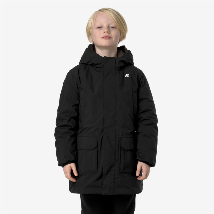 Jackets Boy P. JARKO ST THERMO 3/4 LENGTH BLACK P-GREEN C Dressed Back (jpg Rgb)		