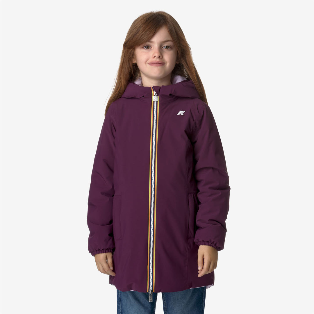 Jackets Girl P. DENISE ST WARM DOUBLE Mid VIOLET DK PURPLE - VIOLET LT LILAC Dressed Back (jpg Rgb)		