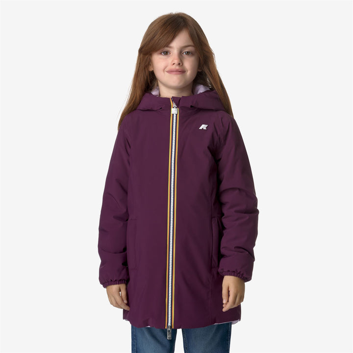 Jackets Girl P. DENISE ST WARM REVERSIBLE Mid VIOLET DK PURPLE - VIOLET LT LILAC Dressed Back (jpg Rgb)		