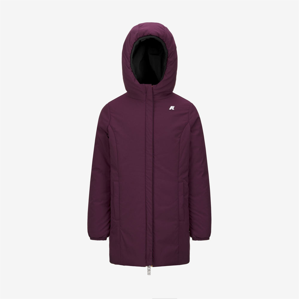 Jackets Girl P. DENISE ST WARM DOUBLE Mid BLACK PURE - VIOLET DK PURPLE Dressed Front (jpg Rgb)	