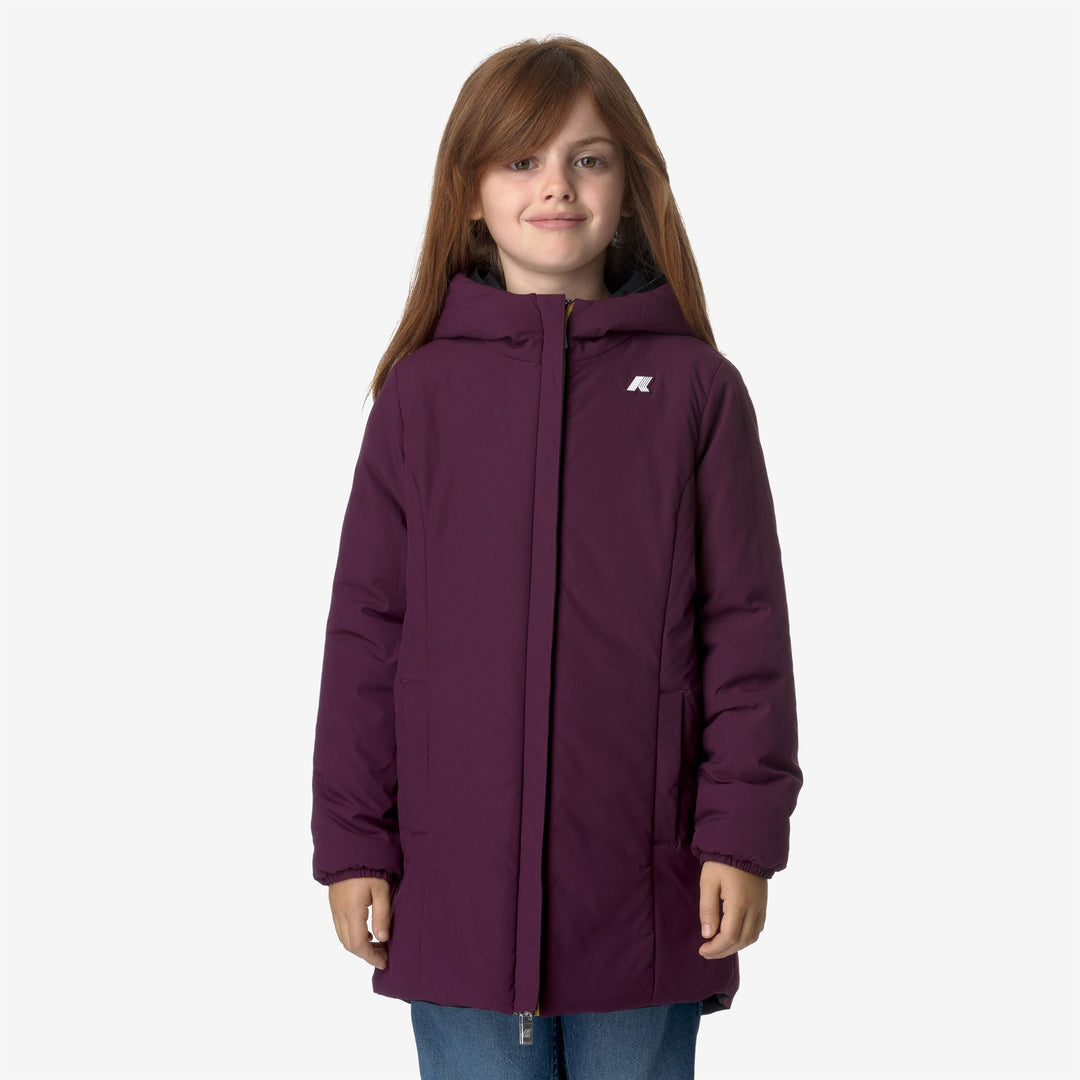 Jackets Girl P. DENISE ST WARM REVERSIBLE Mid BLACK PURE - VIOLET DK PURPLE Detail Double				