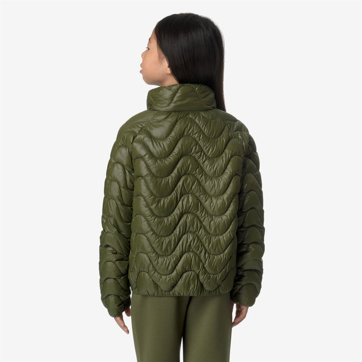 Jackets Girl P. SOJENNE QUILTED WARM Short GREEN CYPRESS Dressed Front Double		