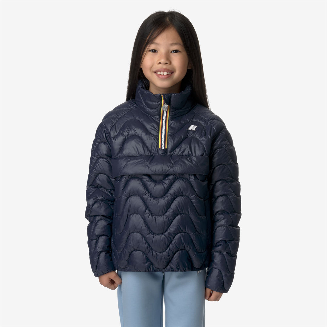 Jackets Girl P. SOJENNE QUILTED WARM Short BLUE DEPTH Dressed Back (jpg Rgb)		