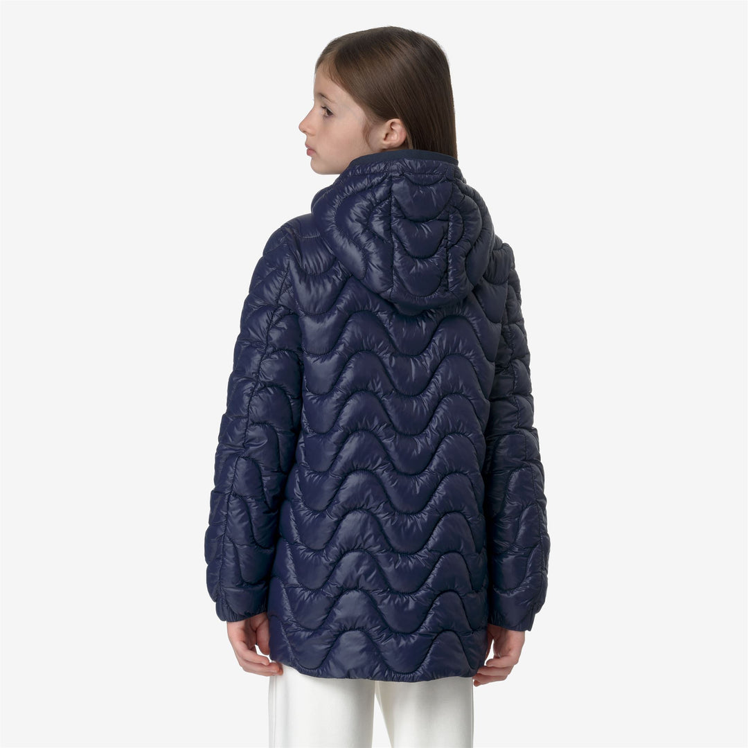 Jackets Girl P. SOPHIE QUILTED WARM Mid BLUE DEPTH Dressed Front Double		