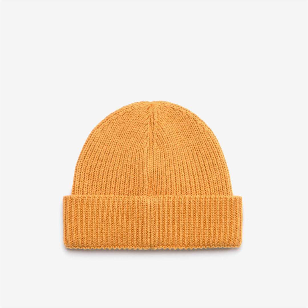 Headwear Kid unisex E. BRICE CARDIGAN STITCH Hat YELLOW INCA MELANGE Dressed Front (jpg Rgb)	