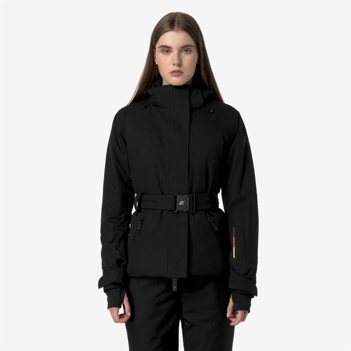 Jackets Woman CHEVRIL MICROTWILL 2L Mid BLACK PURE Dressed Back (jpg Rgb)		