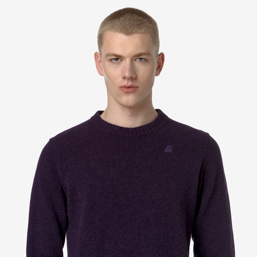 KNITWEAR Man SEBASTIEN LAMBSWOOL Pull Over VIOLET Detail Double				