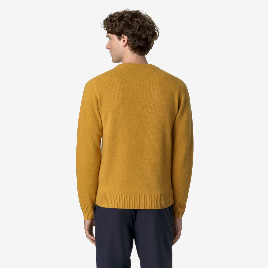 KNITWEAR Man SEBASTIEN LAMBSWOOL Pull Over YELLOW CAMEL Dressed Front Double		