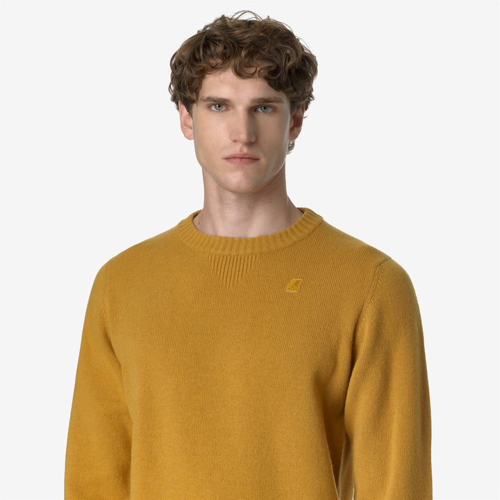 KNITWEAR Man SEBASTIEN LAMBSWOOL Pull Over YELLOW CAMEL Detail Double				