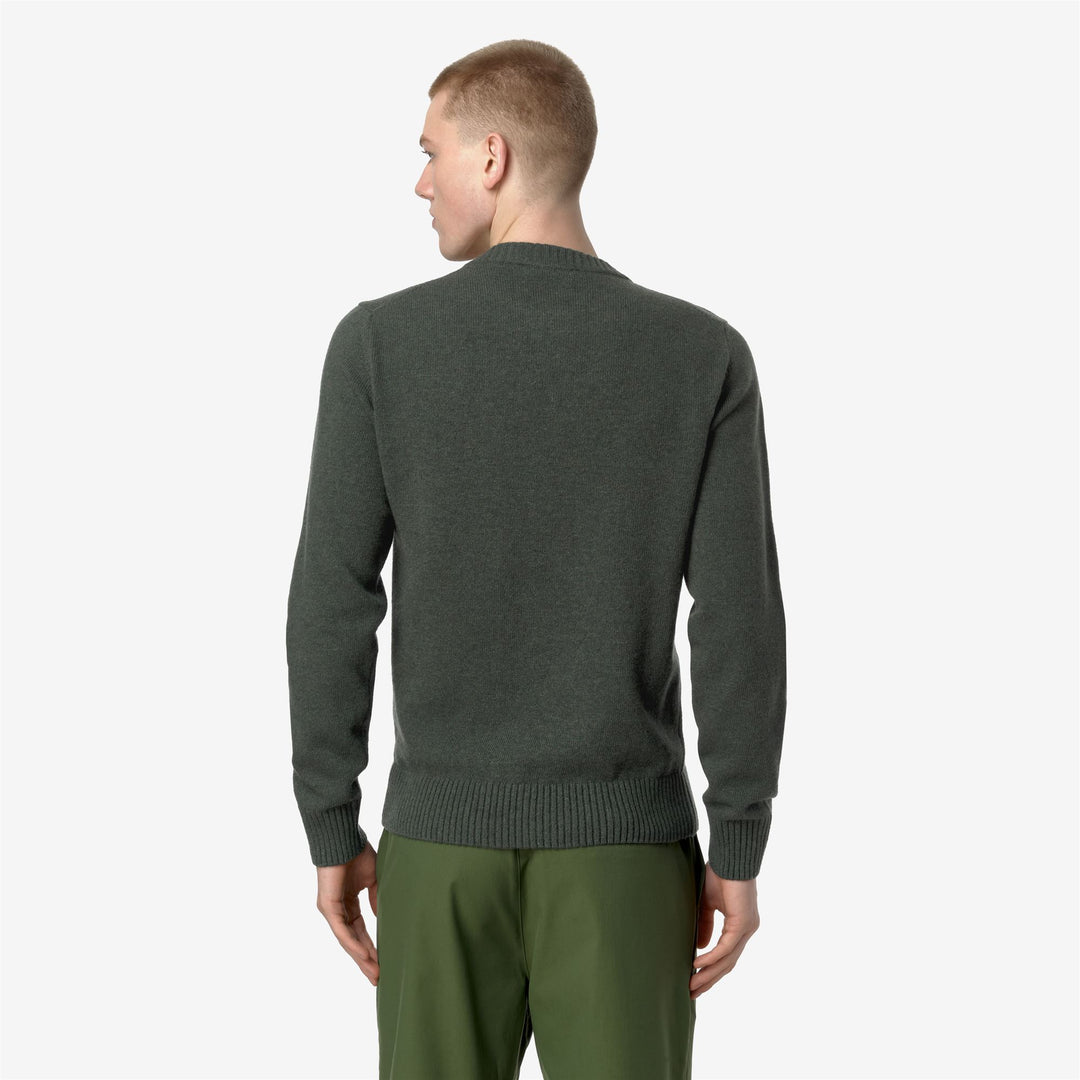 KNITWEAR Man SEBASTIEN LAMBSWOOL Pull Over GREEN BLACKISH Dressed Front Double		