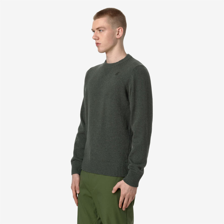 KNITWEAR Man SEBASTIEN LAMBSWOOL Pull Over GREEN BLACKISH Detail (jpg Rgb)			