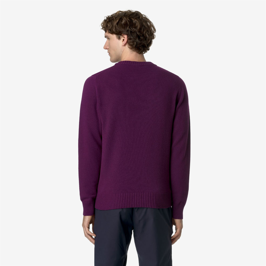 KNITWEAR Man SEBASTIEN LAMBSWOOL Pull Over VIOLET GRAPE Dressed Front Double		