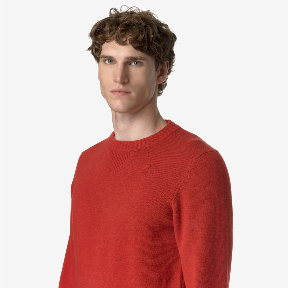 KNITWEAR Man SEBASTIEN LAMBSWOOL Pull Over RED VALIANT Detail Double				