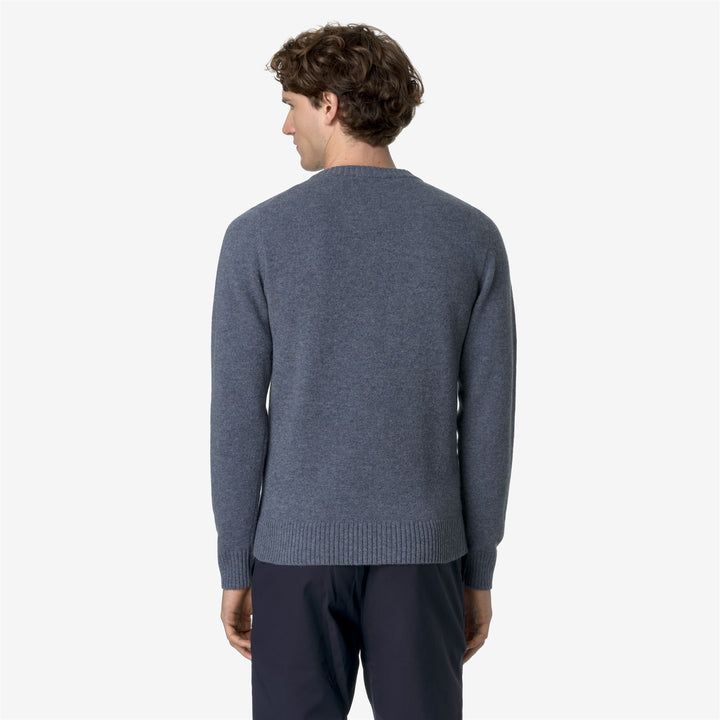 KNITWEAR Man SEBASTIEN LAMBSWOOL Pull Over BLUE FUSION Dressed Front Double		