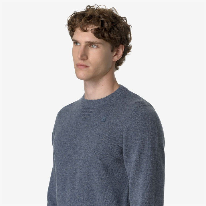 KNITWEAR Man SEBASTIEN LAMBSWOOL Pull Over BLUE FUSION Detail Double				