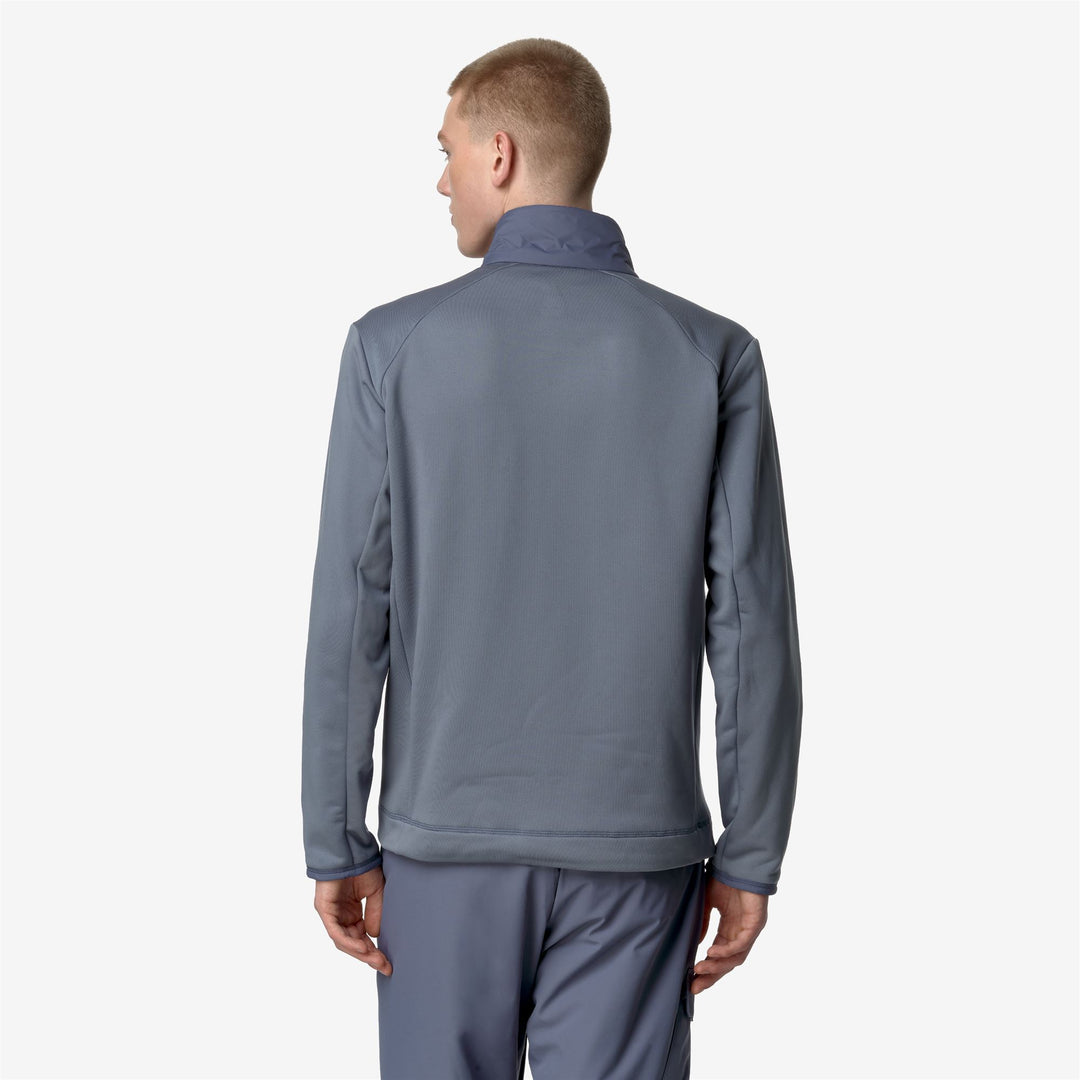 Fleece Man LECREY Jacket GREY BLUE AVIO Dressed Front Double		