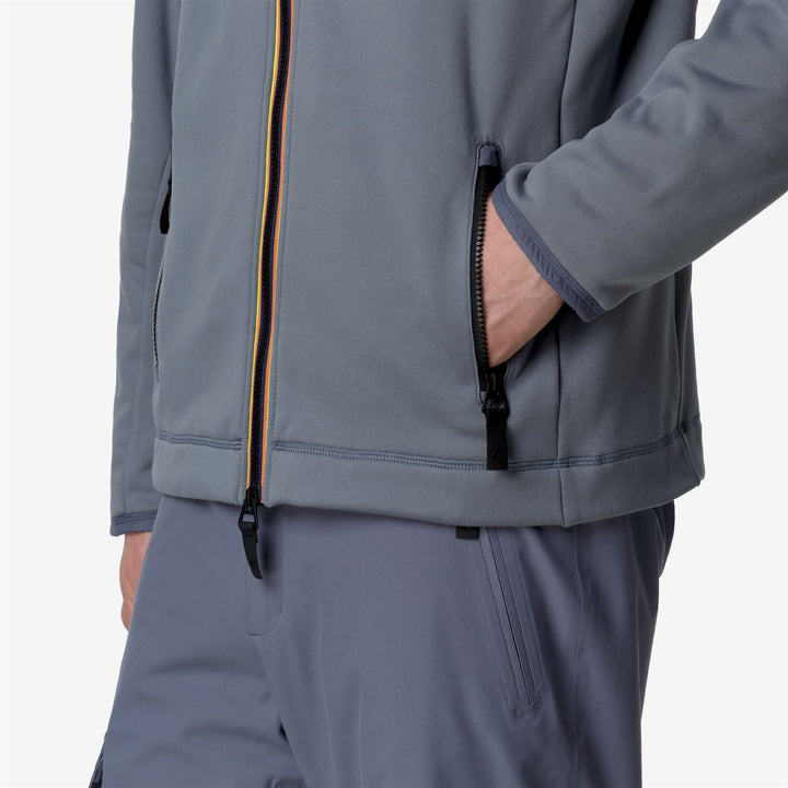 Fleece Man LECREY Jacket GREY BLUE AVIO Detail Double				