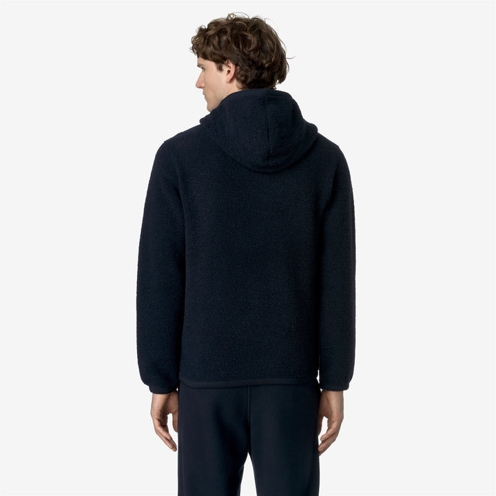 Fleece Man ERNIE WOOL FLEECE Pull Over BLUE DEPTH Dressed Front Double		