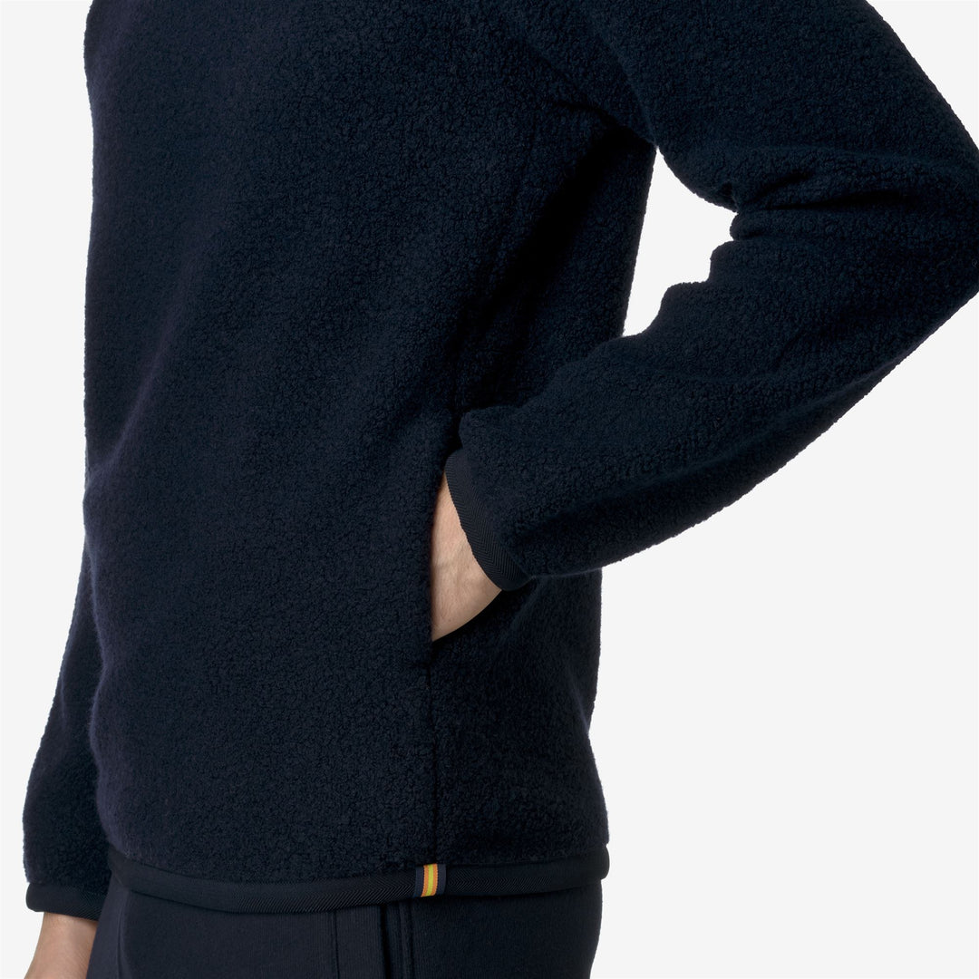 Fleece Man ERNIE WOOL FLEECE Pull Over BLUE DEPTH Detail Double				