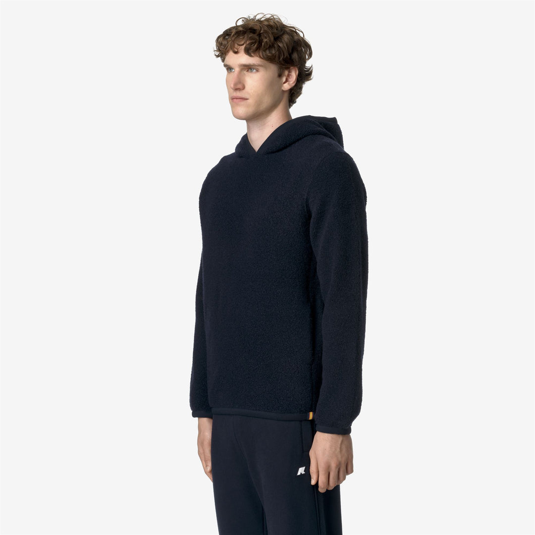 Fleece Man ERNIE WOOL FLEECE Pull Over BLUE DEPTH Detail (jpg Rgb)			