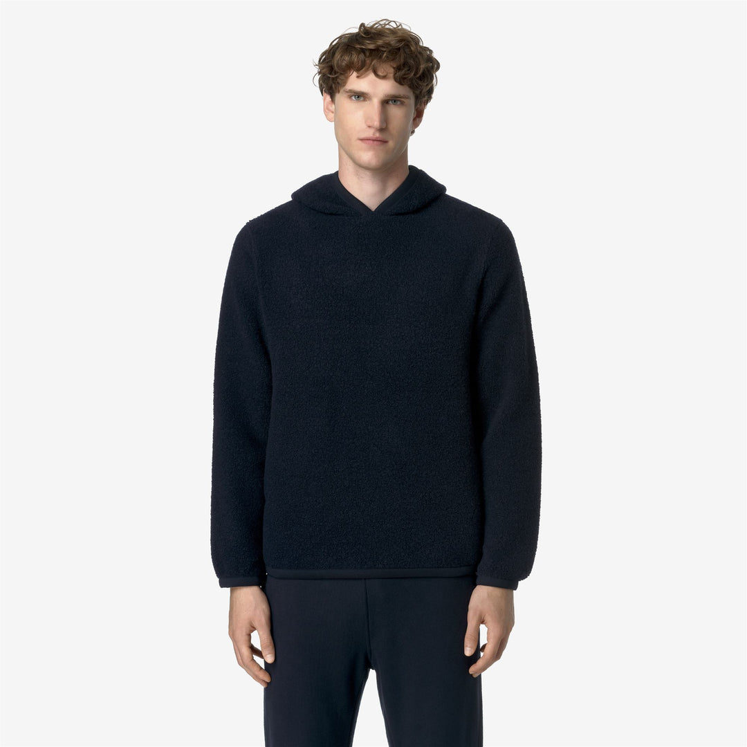 Fleece Man ERNIE WOOL FLEECE Pull Over BLUE DEPTH Dressed Back (jpg Rgb)		