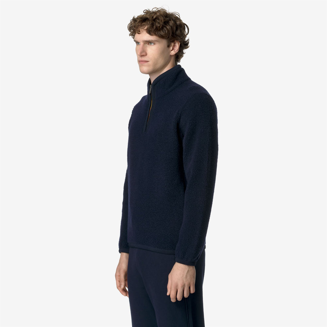 Fleece Man ERN WOOL FLEECE Pull Over BLUE DEPTH Detail (jpg Rgb)			