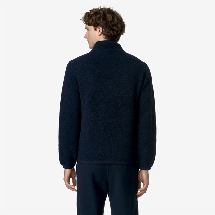 Fleece Man ERN WOOL FLEECE Pull Over BLUE DEPTH Dressed Front Double		