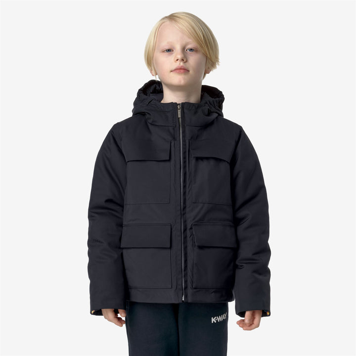 Jackets Boy P. HODIN FABRIC MIX Short BLUE DEPTH Dressed Back (jpg Rgb)		