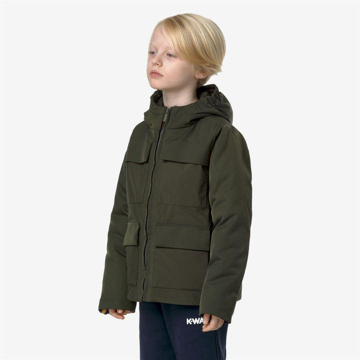 Jackets Boy P. HODIN FABRIC MIX Short GREEN BLACKISH Detail (jpg Rgb)			