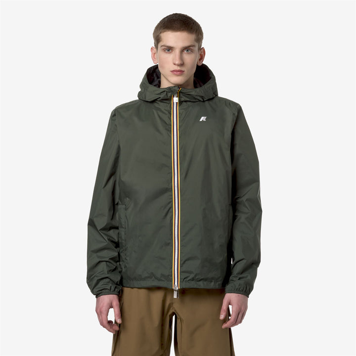 Jackets Man JAKE PLUS.2 DOUBLE Short GREEN BLACKISH - BLACK PURE Dressed Back (jpg Rgb)		