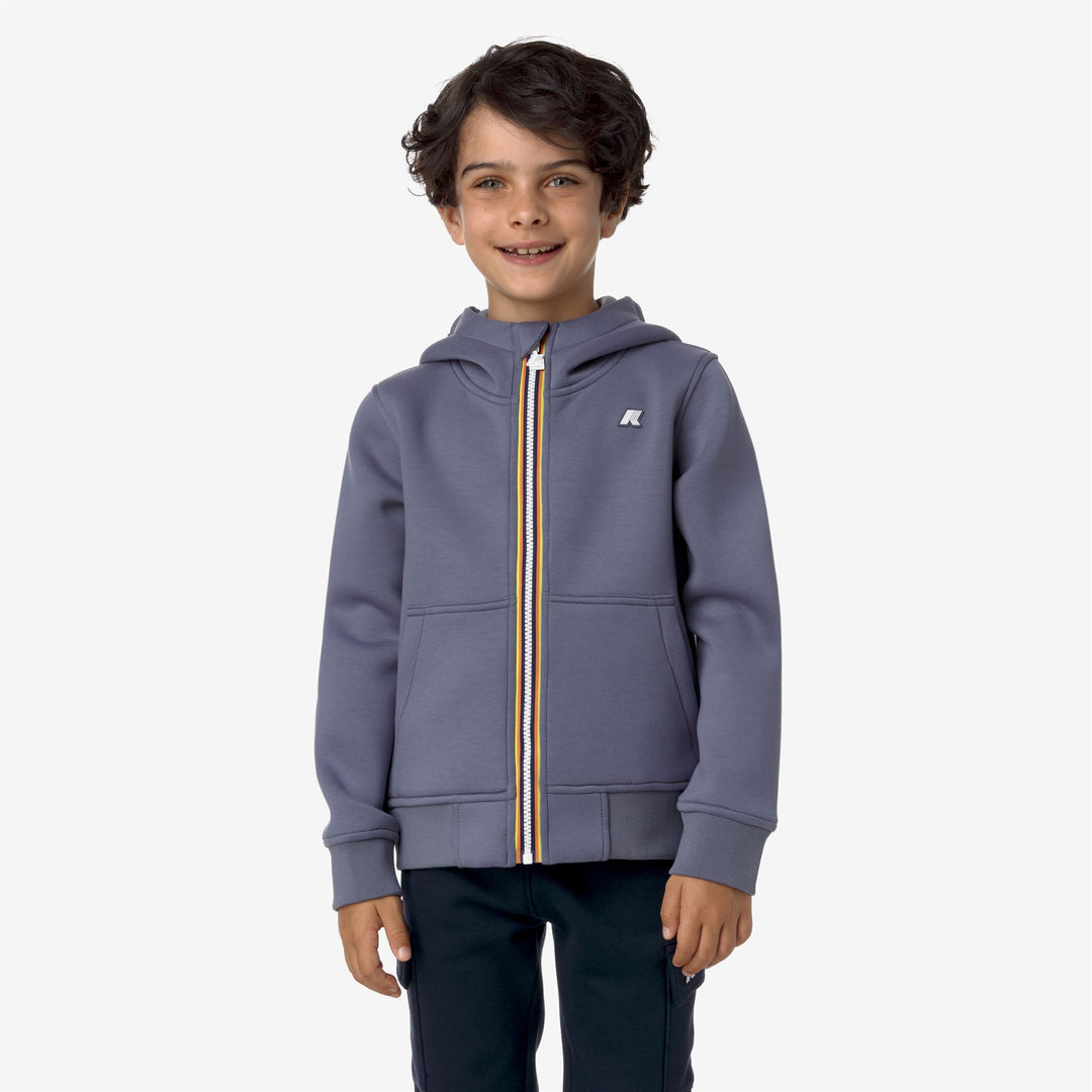 Fleece Boy P. BERENGER SPACER Jacket GREY BLUE AVIO Dressed Back (jpg Rgb)		