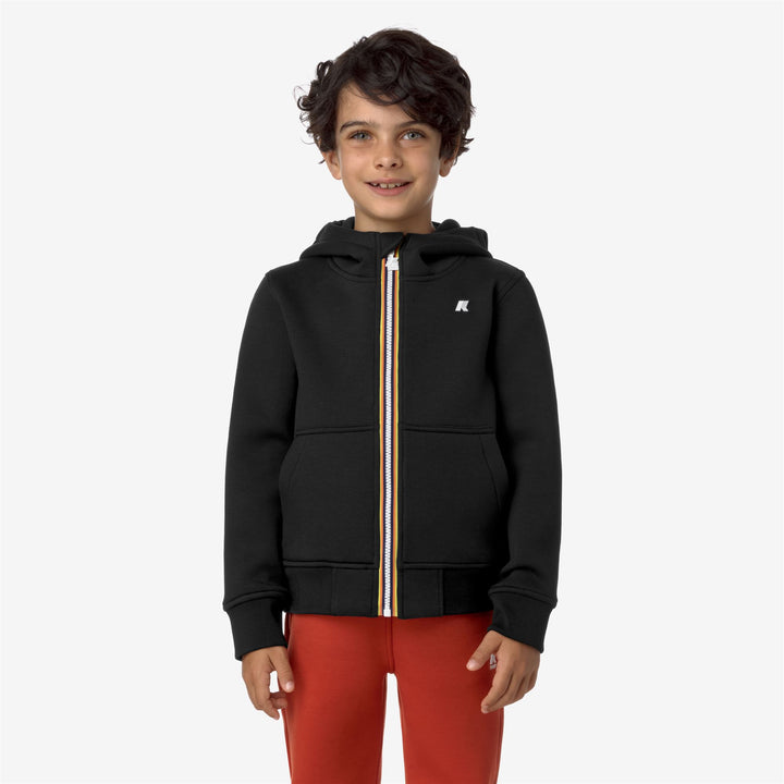 Fleece Boy P. BERENGER SPACER Jacket BLACK PURE Dressed Back (jpg Rgb)		