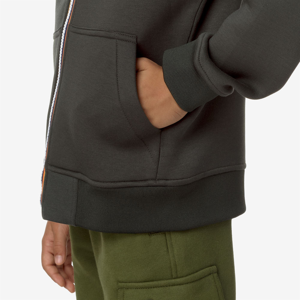 Fleece Boy P. BERENGER SPACER Jacket GREEN BLACKISH Detail Double				