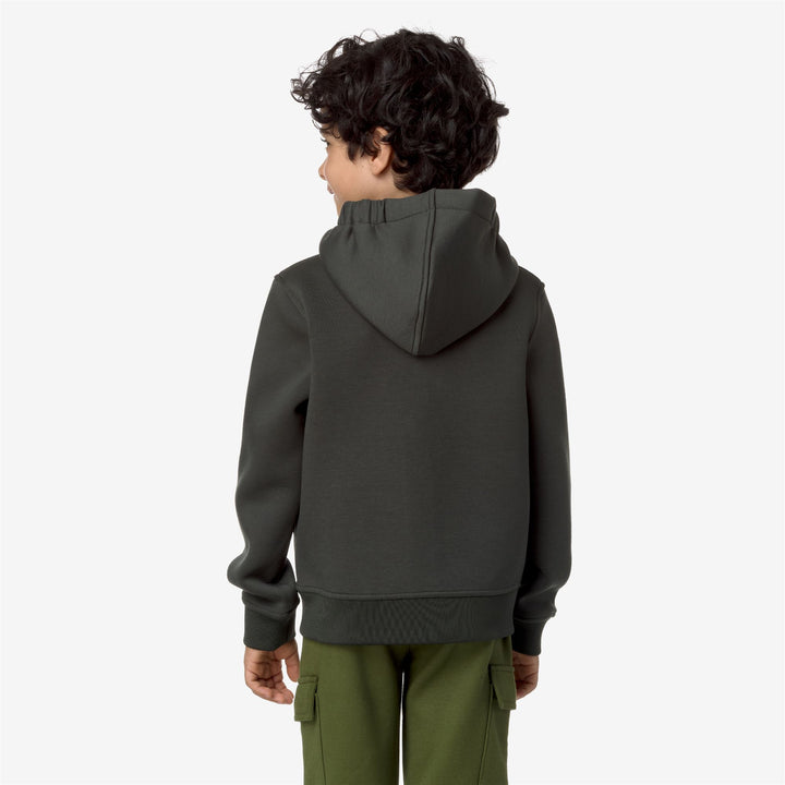 Fleece Boy P. BERENGER SPACER Jacket GREEN BLACKISH Dressed Front Double		