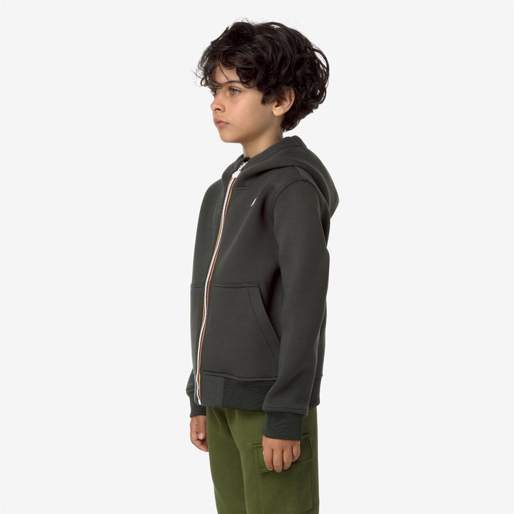 Fleece Boy P. BERENGER SPACER Jacket GREEN BLACKISH Detail (jpg Rgb)			