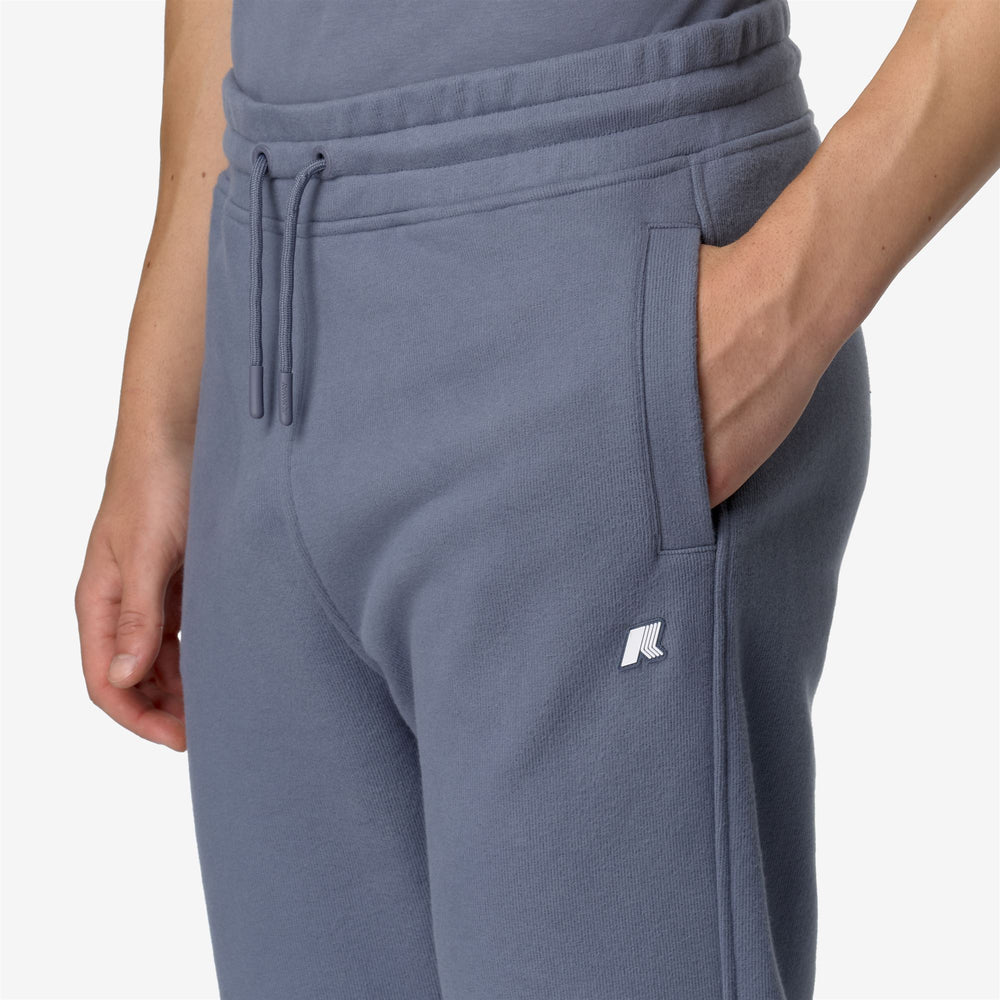 Pants Man MICKYEL HEAVY FLEECE Sport Trousers GREY BLUE AVIO Detail Double				