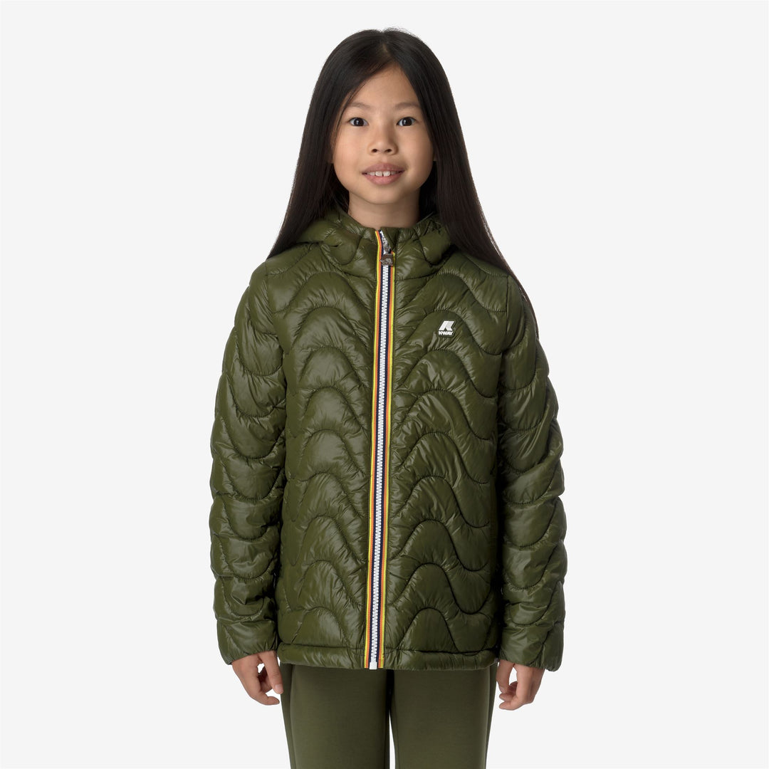 Jackets Girl P. MADLAINE QUILTED WARM Short GREEN CYPRESS Dressed Back (jpg Rgb)		