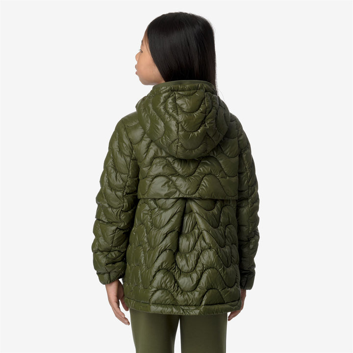 Jackets Girl P. MADLAINE QUILTED WARM Short GREEN CYPRESS Dressed Front Double		