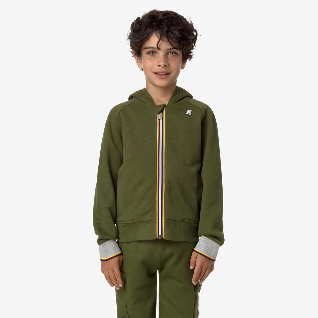 Fleece Boy P. ANTHONY STRIPES Jacket GREEN CYPRESS Dressed Back (jpg Rgb)		