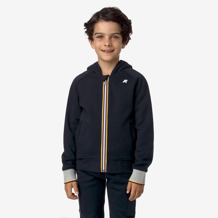 Fleece Boy P. ANTHONY STRIPES Jacket BLUE DEPTH Dressed Back (jpg Rgb)		