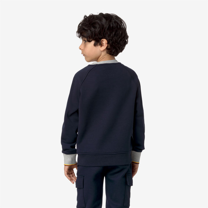 Fleece Boy P. BAPTISTE STRIPES Pull Over BLUE DEPTH Dressed Front Double		