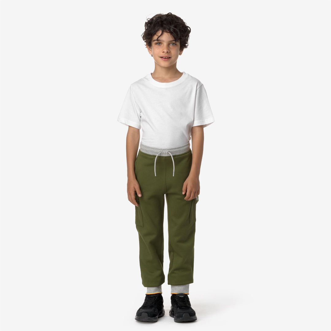 Pants Boy P. MICK STRIPES Sport Trousers GREEN CYPRESS Dressed Back (jpg Rgb)		