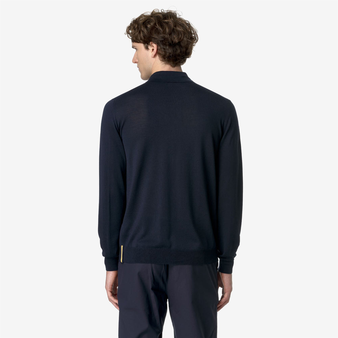 KNITWEAR Man REY WOOL MERINO BLEND Pull Over BLUE DEPTH Dressed Front Double		