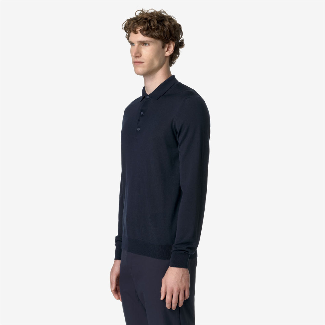 KNITWEAR Man REY WOOL MERINO BLEND Pull Over BLUE DEPTH Detail (jpg Rgb)			