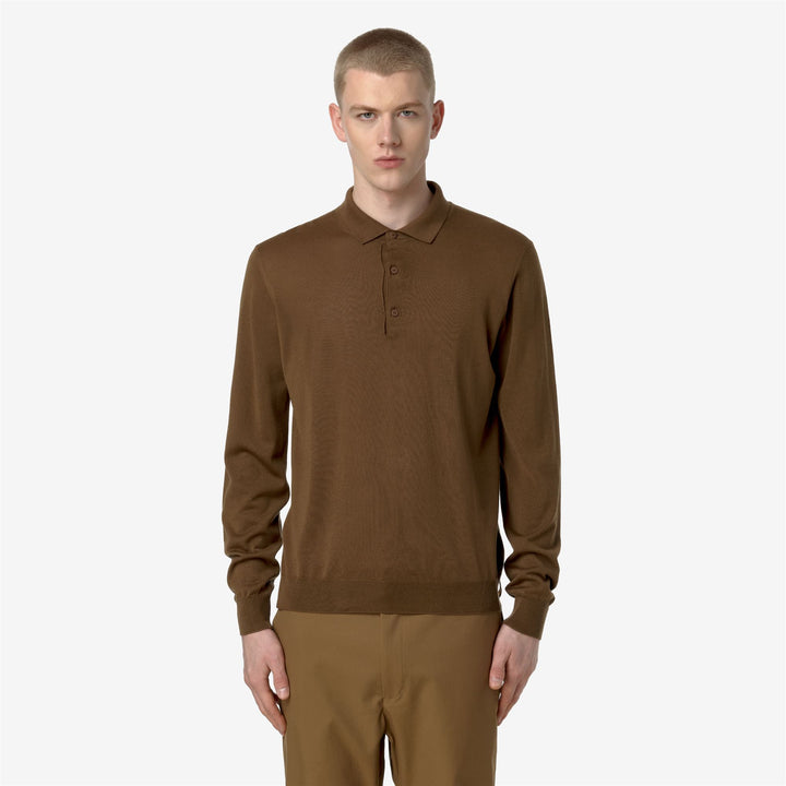 KNITWEAR Man REY WOOL MERINO BLEND Pull Over BROWN TOFFEE Dressed Back (jpg Rgb)		